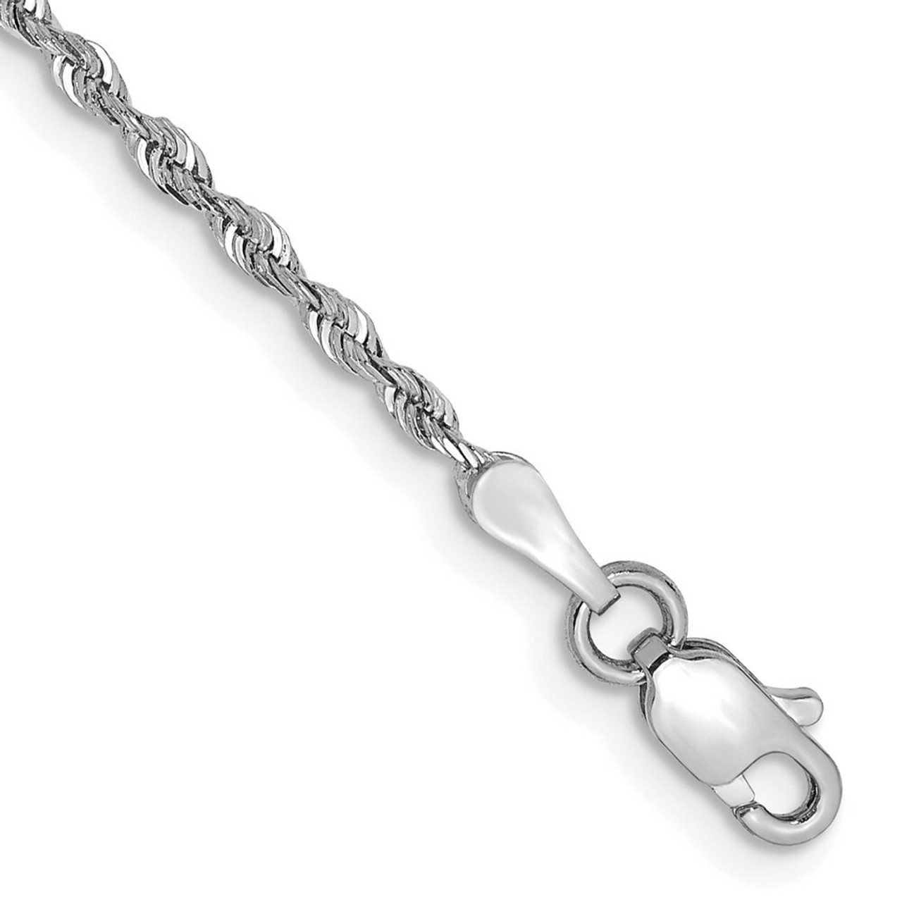14k White Gold 1.84mm Diamond-cut Quadruple Rope Chain Anklet - length: 9 inches - (C64-273)