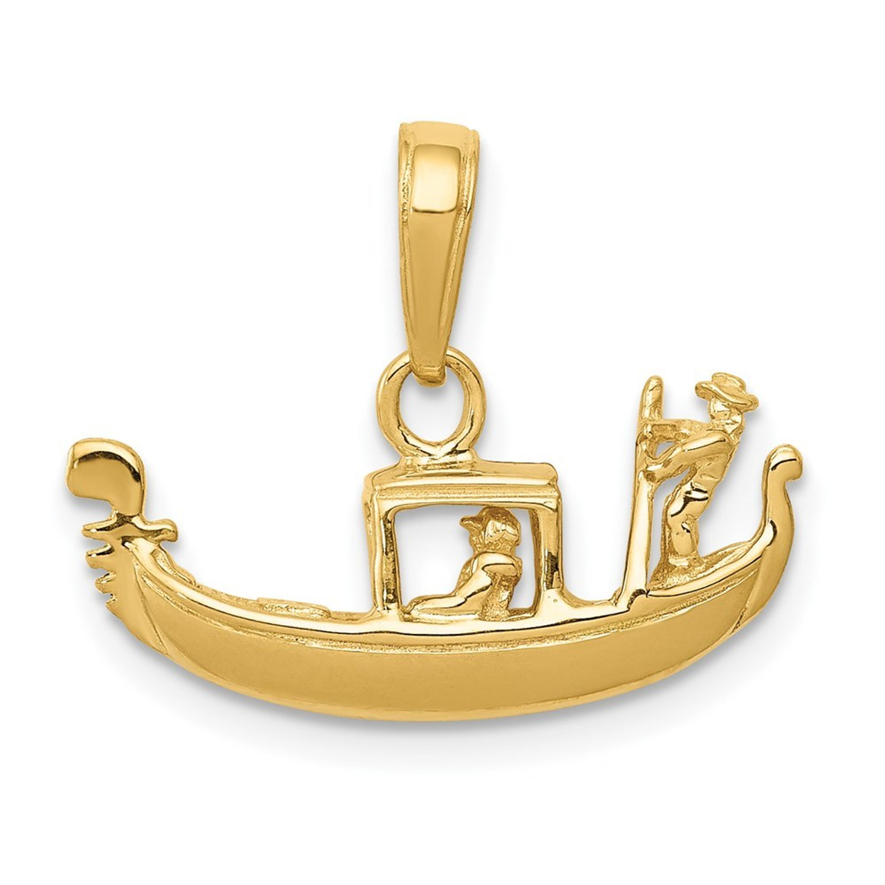 14K Yellow Gold Solid Polished 3-Dimensional Gondola Pendant - (A83-125)
