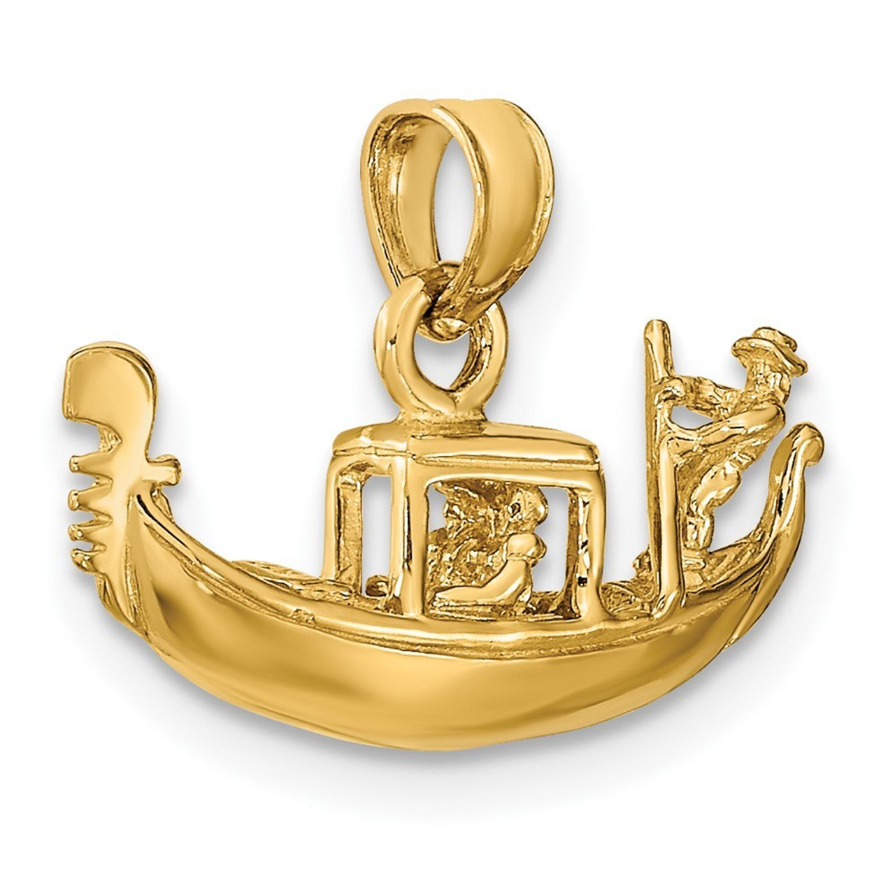 14K Yellow Gold Solid Polished 3-Dimensional Gondola Pendant - (A83-125)