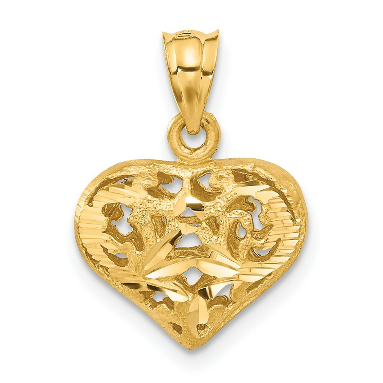 14K Yellow Gold Fancy Heart Charm - (A83-456)