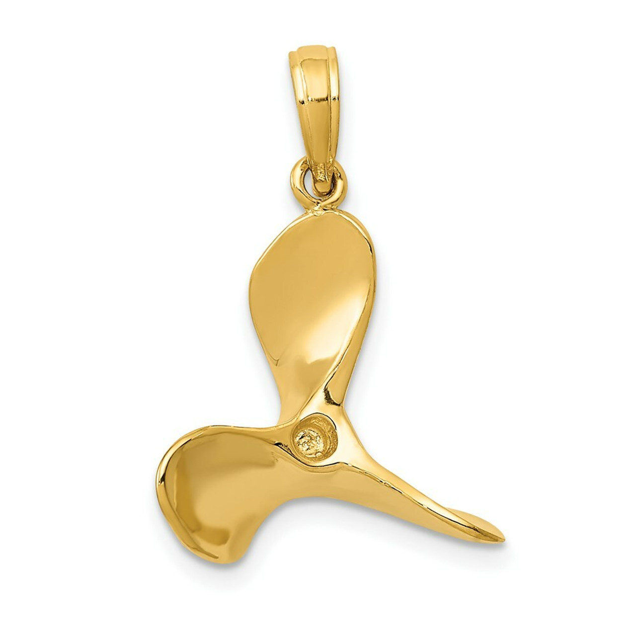 14K Yellow Gold Polished 3-Dimensional Propeller Pendant - (A83-498)