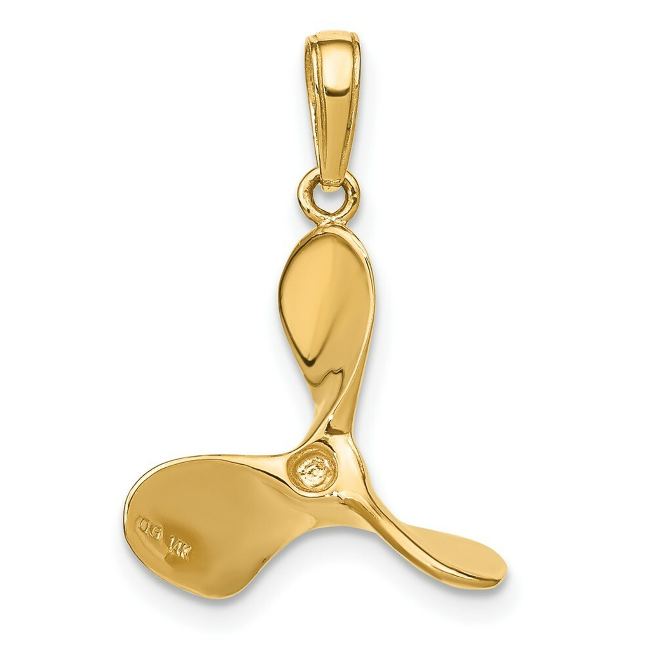 14K Yellow Gold Polished 3-Dimensional Propeller Pendant - (A83-498)