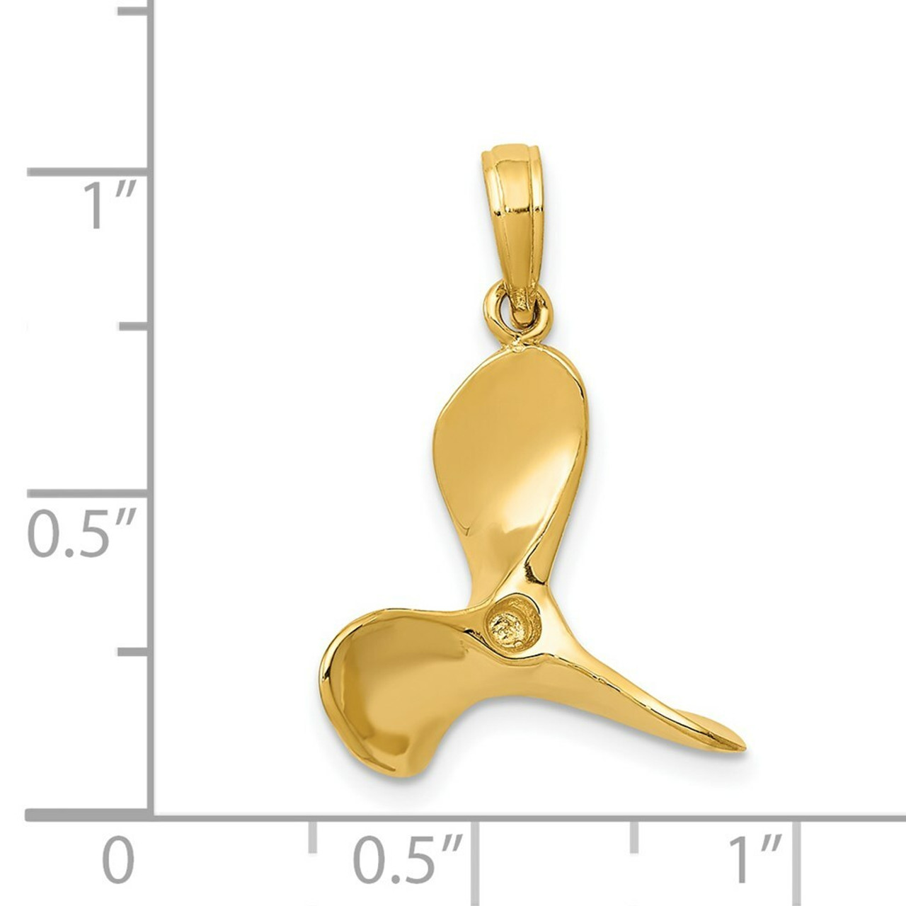 14K Yellow Gold Polished 3-Dimensional Propeller Pendant - (A83-498)