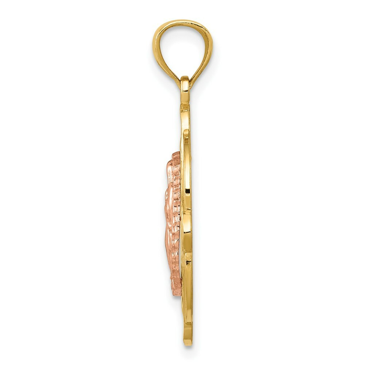 14K Two-tone Gold Rose Virgin Mary Pendant - (A83-584)