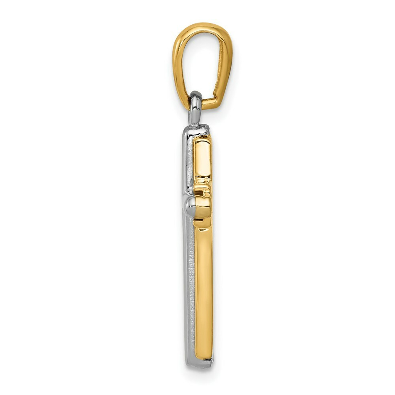 14K Two-tone Gold Cross Pendant 31mm length - (A83-959)