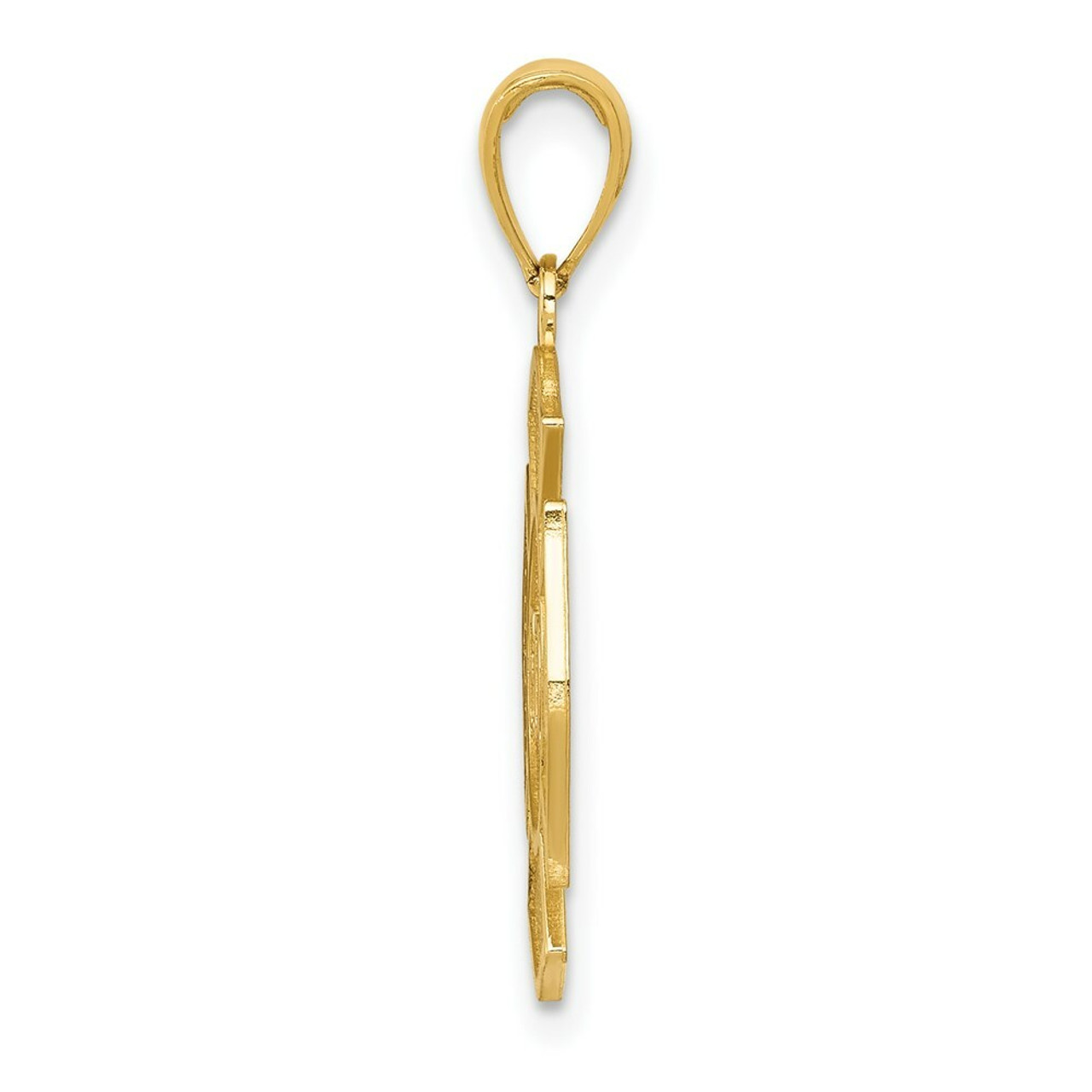 14K Yellow Gold Fire Department Badge Pendant - (A85-557)