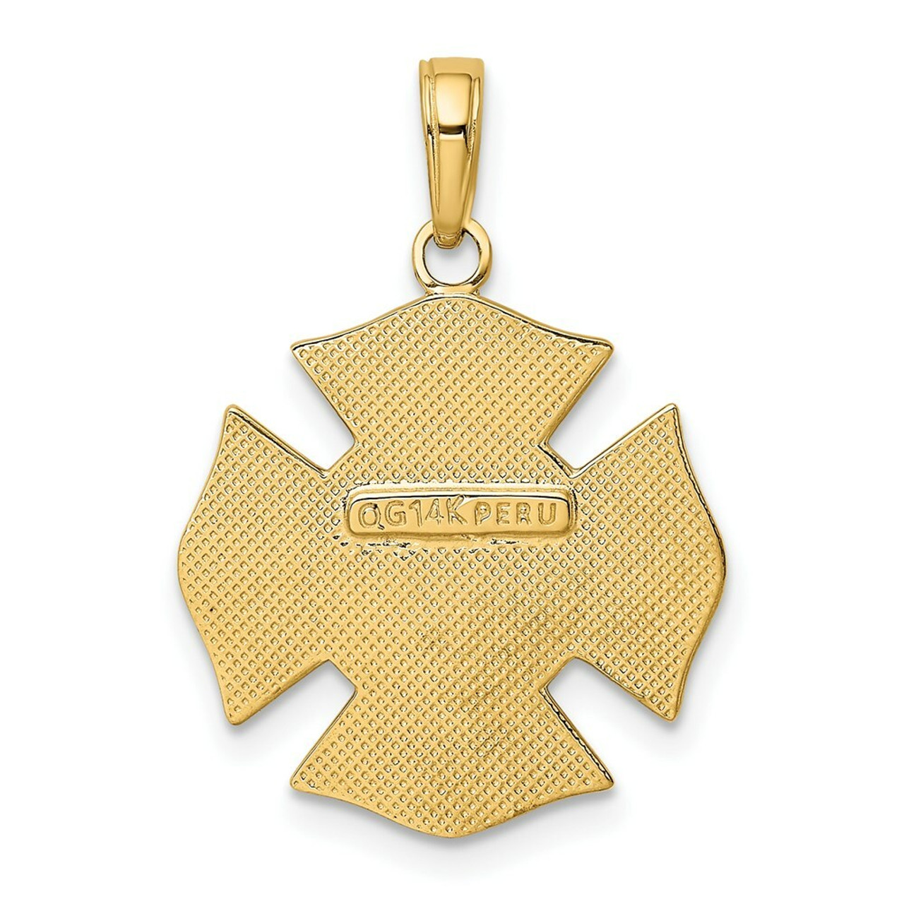 14K Yellow Gold Fire Department Badge Pendant - (A85-557)