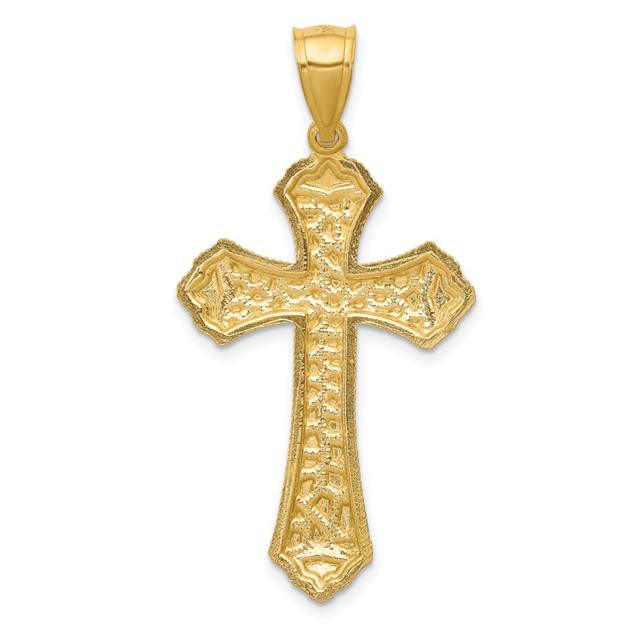 14k Yellow Gold Diamond-cut Budded Cross Pendant - (A85-609)