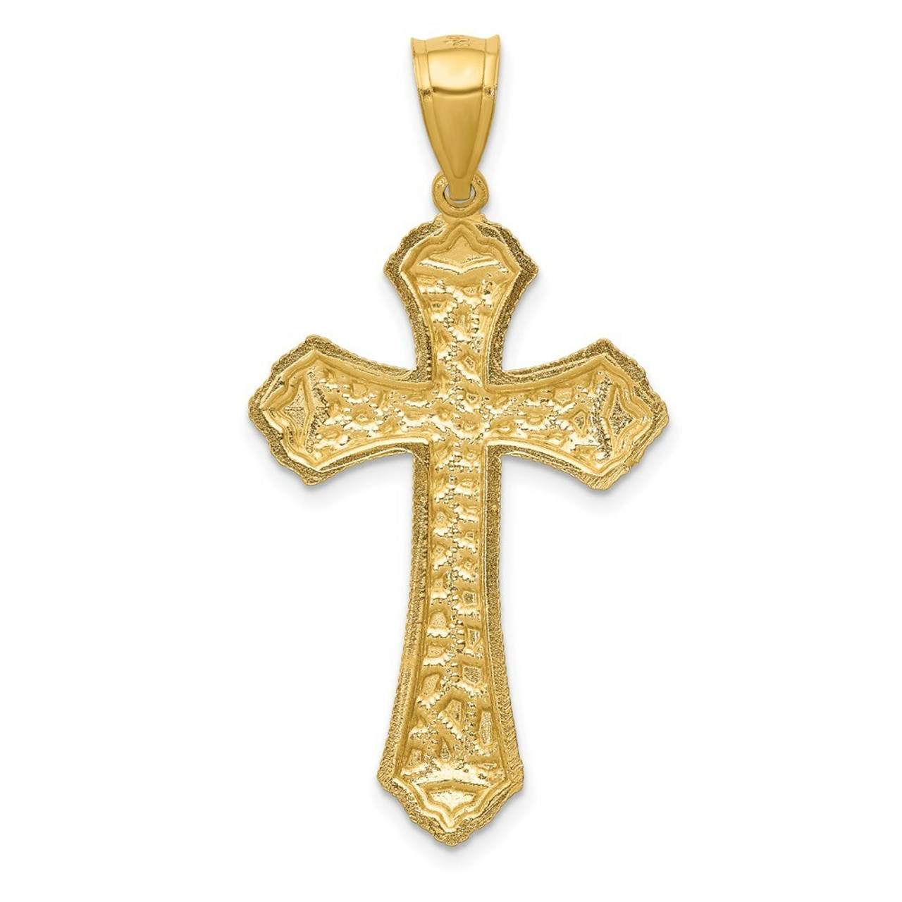 14k Yellow Gold Diamond-cut Budded Cross Pendant - (A85-609)