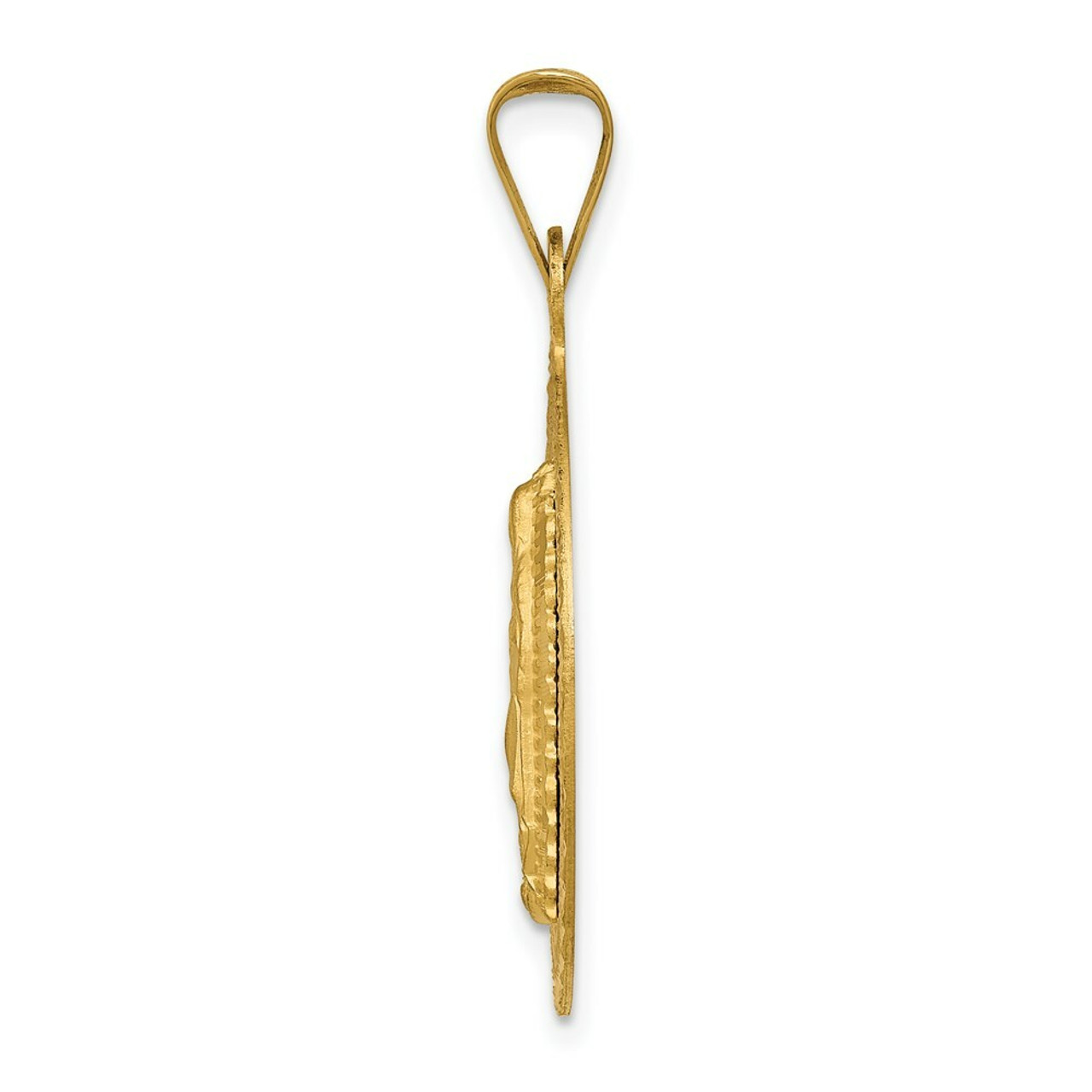 14K Yellow Gold Two-tone & Diamond-cut Lady of Guadalupe Circle Pendant - (A85-799)