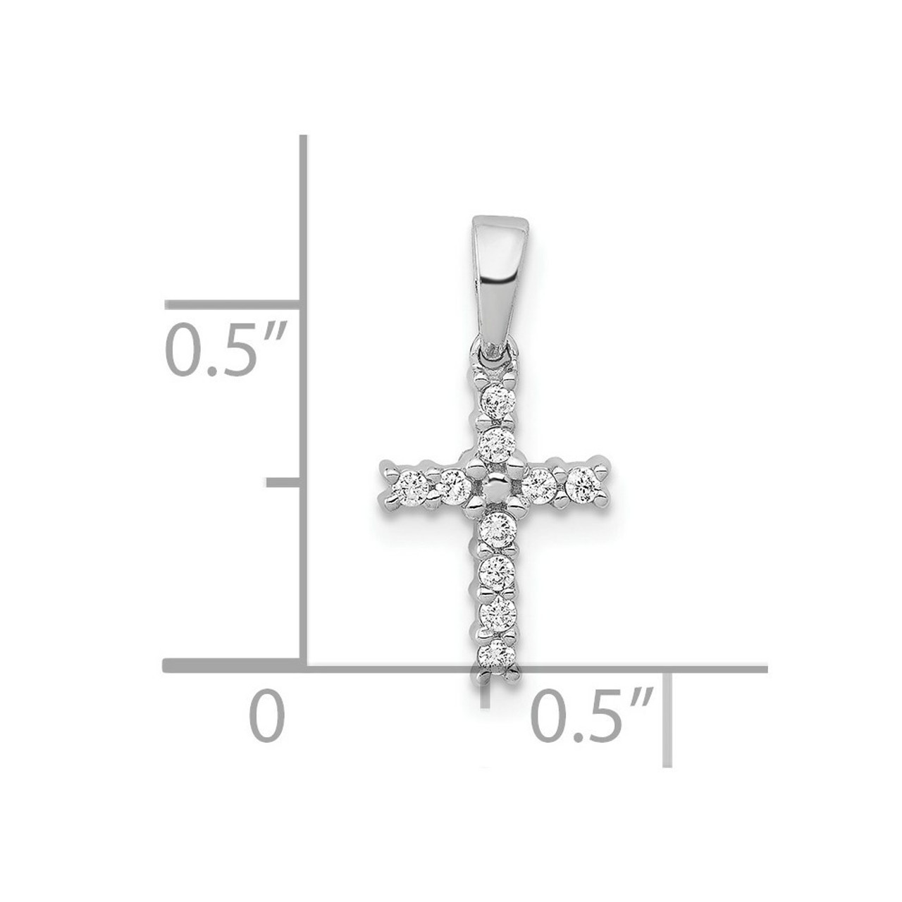 14K White Gold Diamond Latin Cross Pendant 1/10-Carat - (A97-248)
