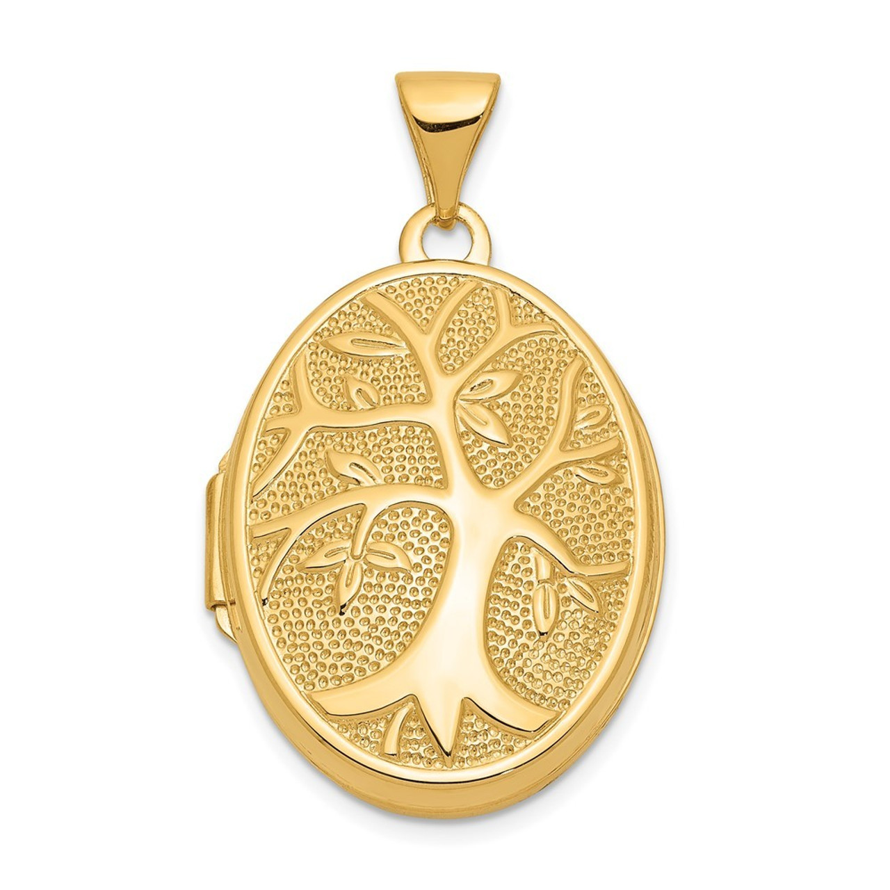 14K Yellow Gold 21x16mm Oval Tree Locket - (A99-218)