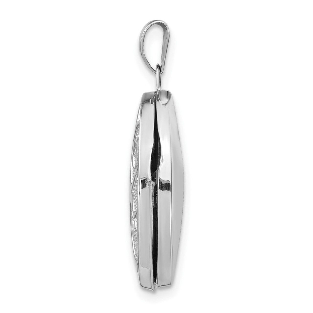 14K White Gold 21x16mm Oval Tree Locket - (A99-251)