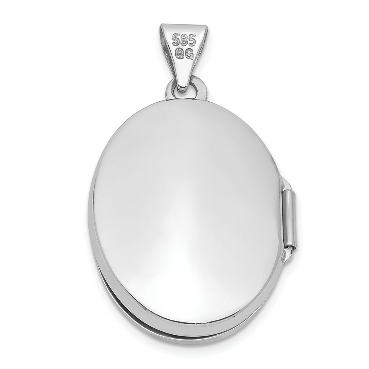14K White Gold 21x16mm Oval Tree Locket - (A99-251)