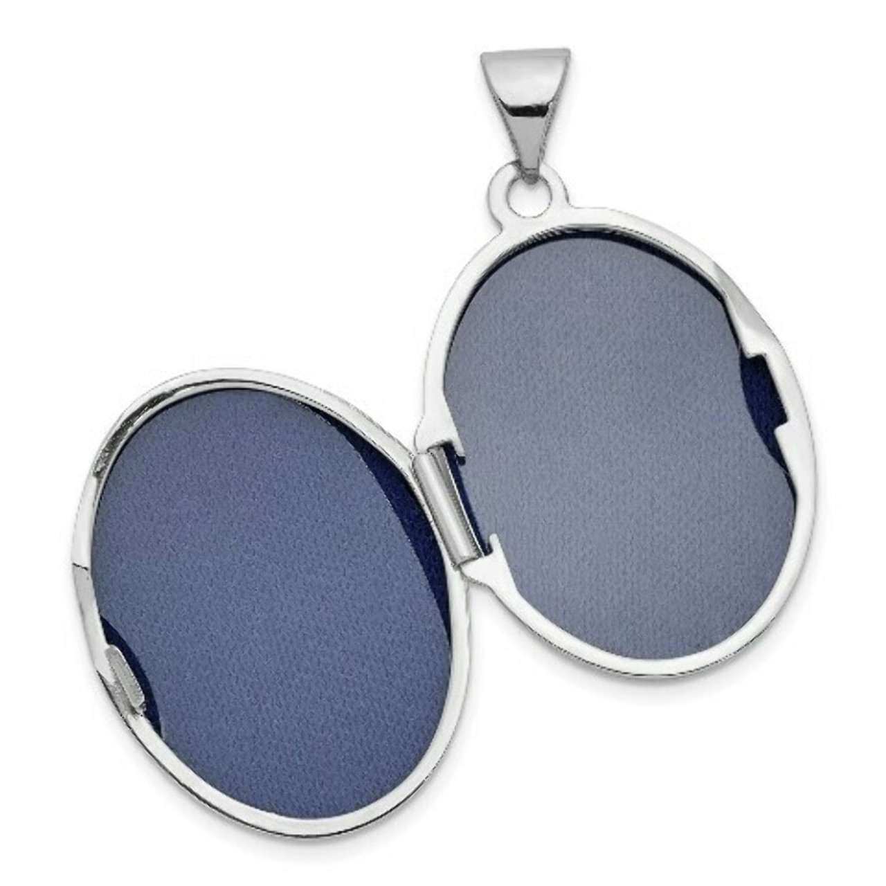 14K White Gold 21x16mm Oval Tree Locket - (A99-251)