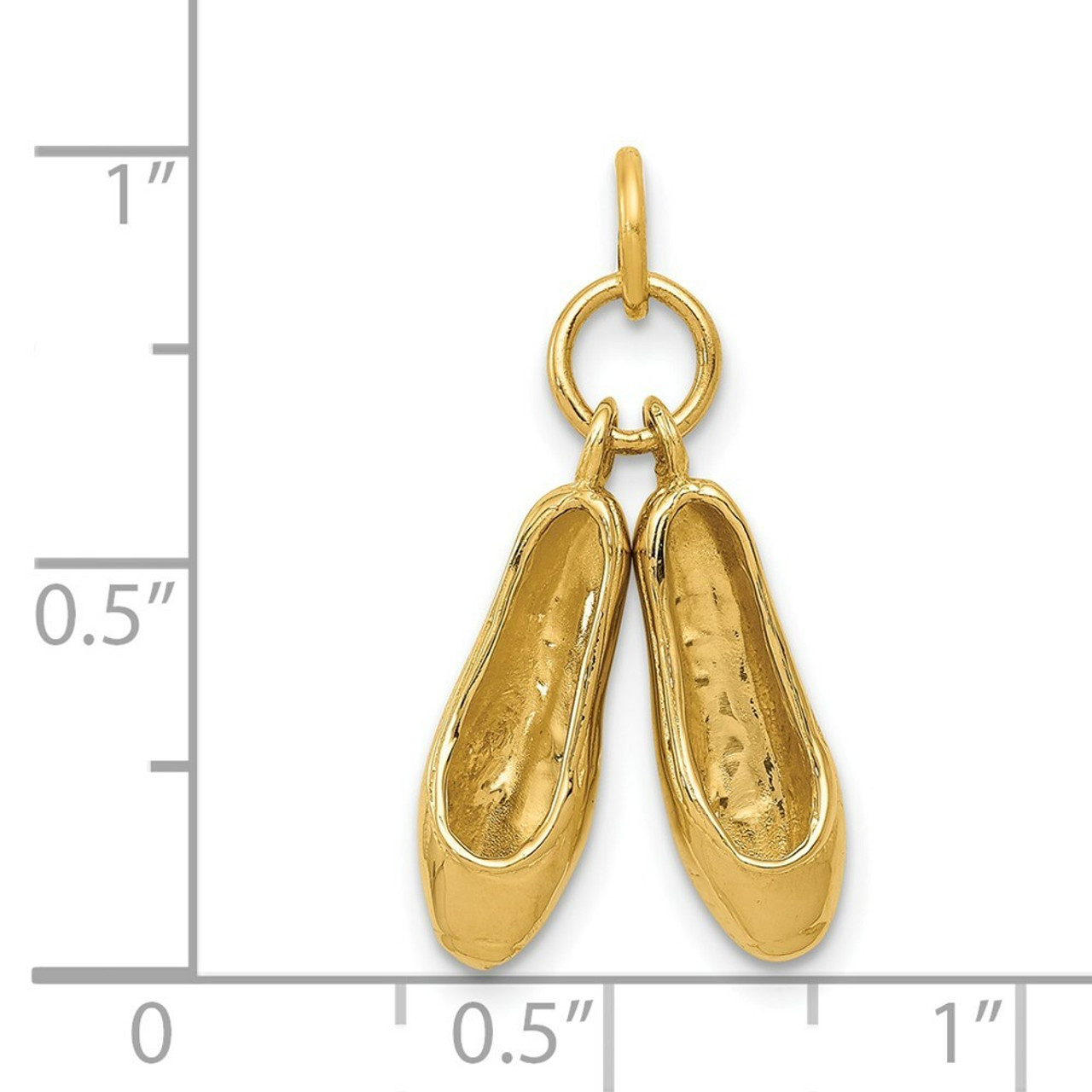 14K Yellow Gold Ballet Slippers Charm - (A82-506)