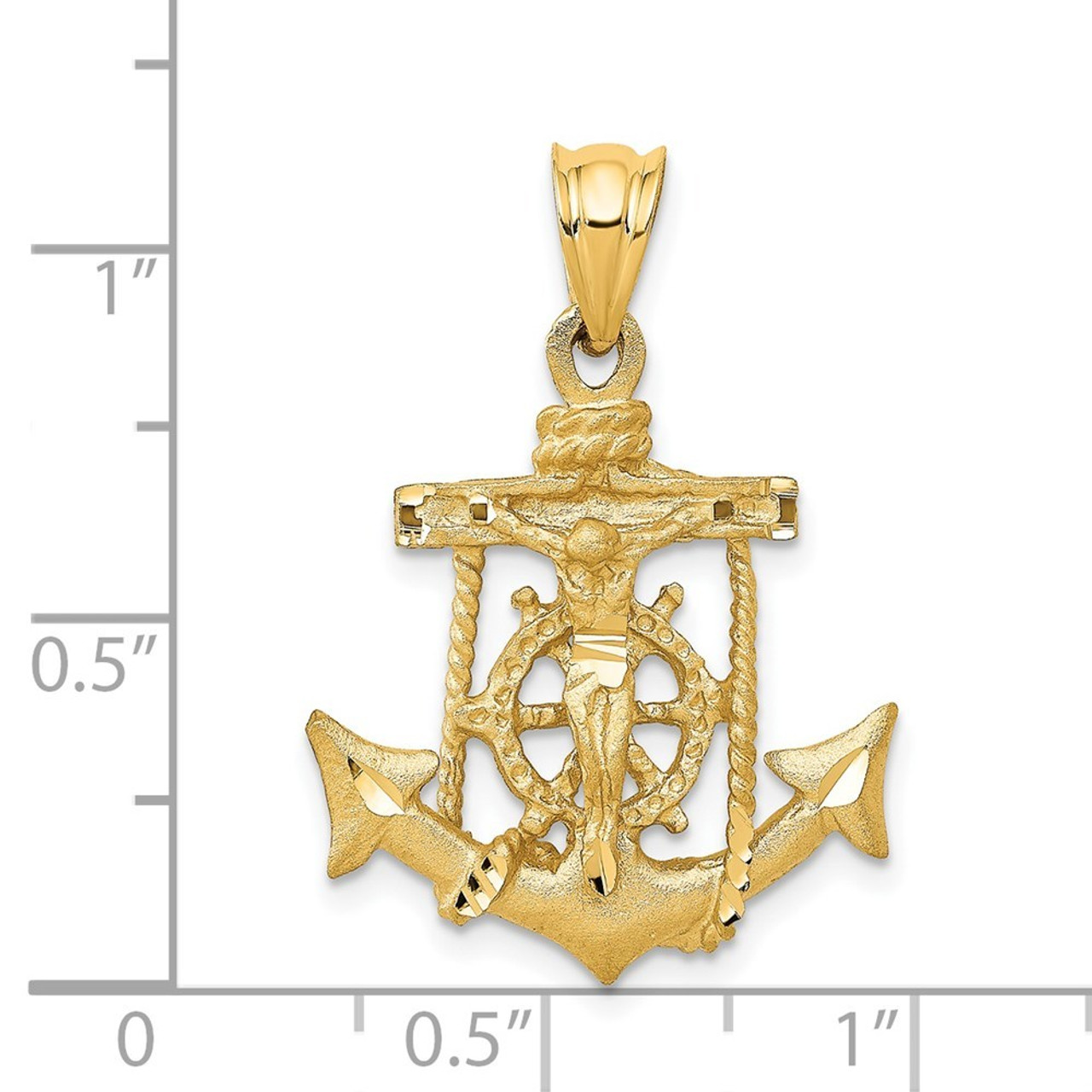 14K Yellow Gold Mariners Cross Pendant 29mm length - (A82-896)