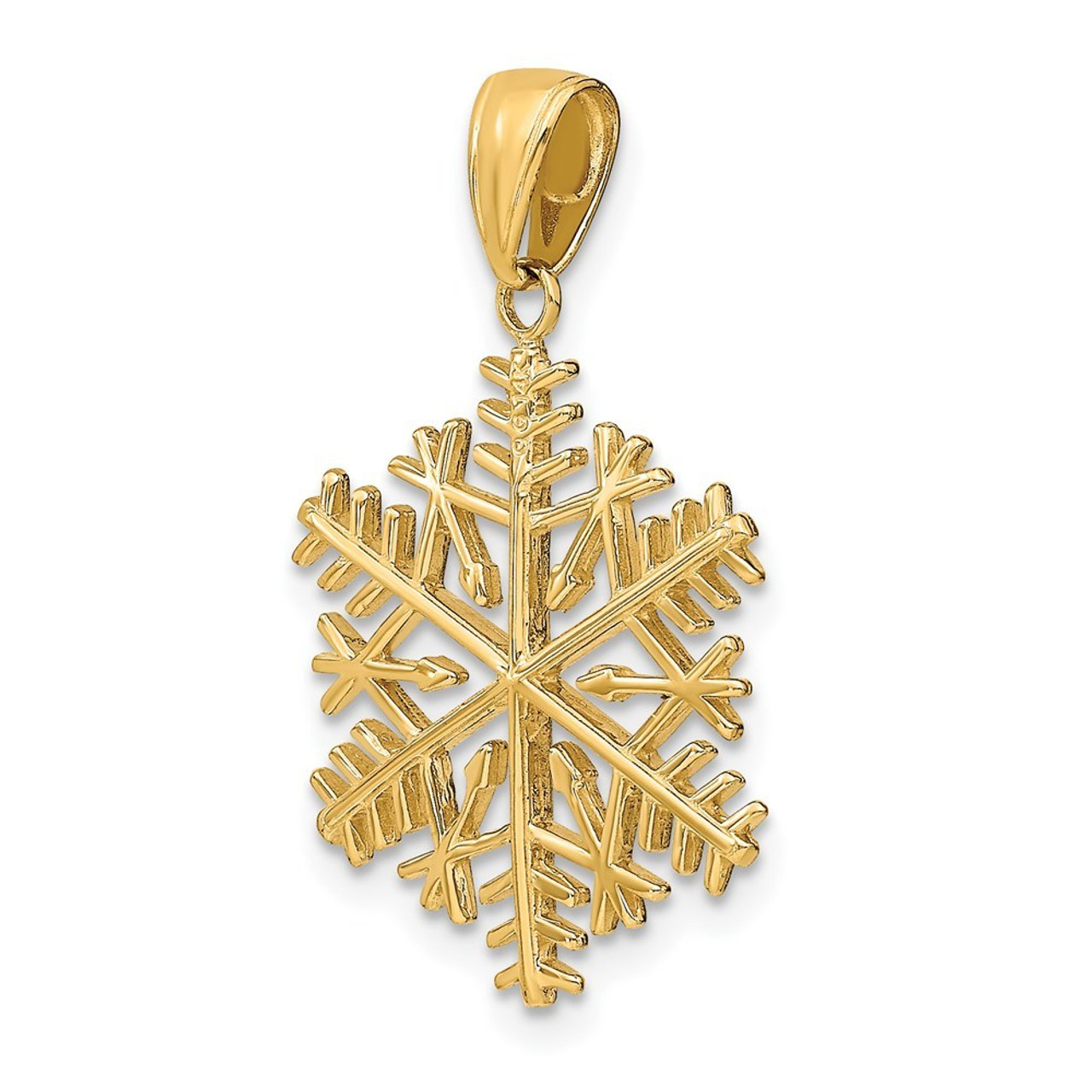 14K Yellow Gold Polished 3-D Snowflake Pendant - (A83-202)