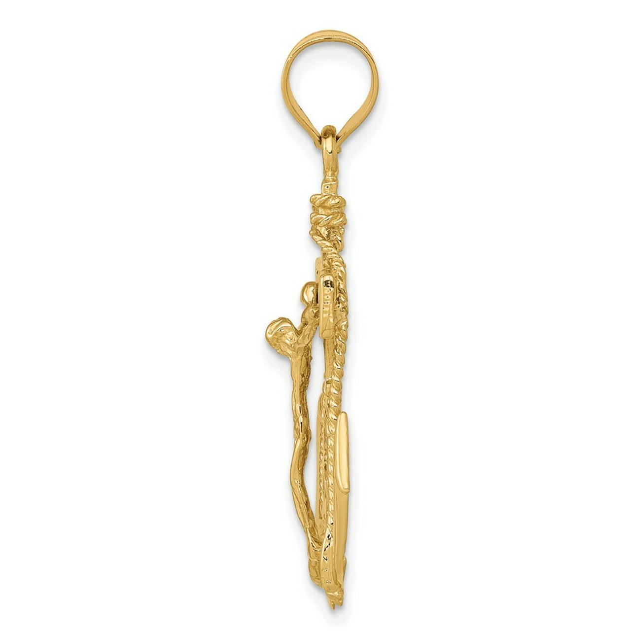 14K Yellow Gold Mariners Cross Pendant 36mm length - (A83-310)