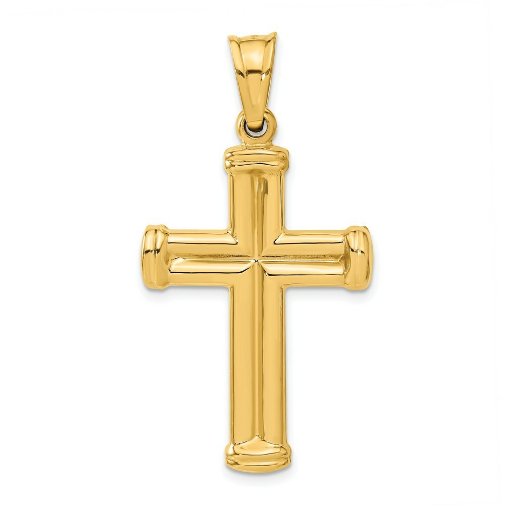 14K Yellow Gold Hollow Cross Pendant 38mm length - (A83-315) - Roy