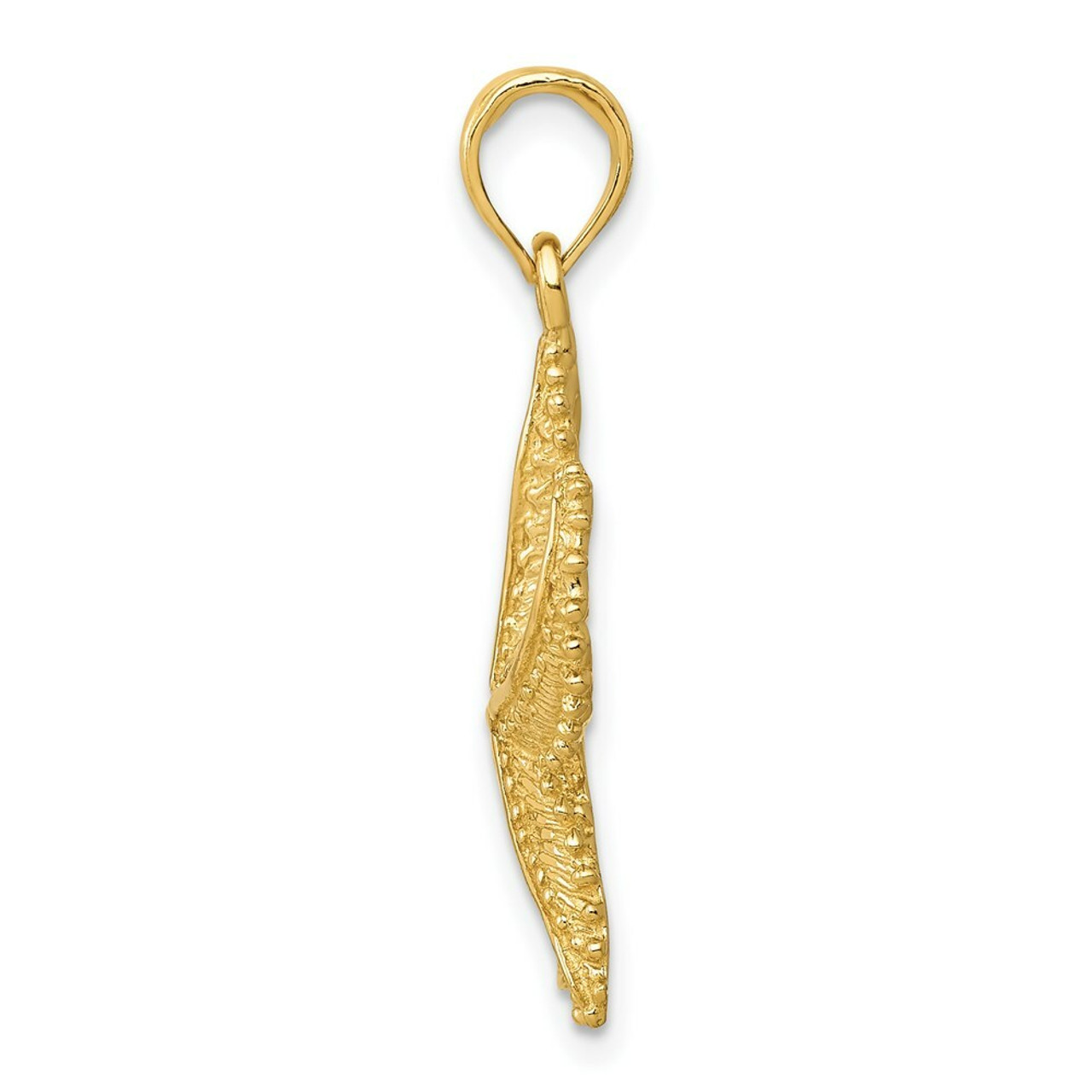 14K Yellow Gold Polished Open-Backed Starfish Pendant - (A83-490)