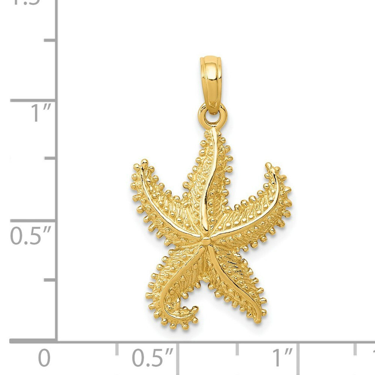 14K Yellow Gold Polished Open-Backed Starfish Pendant - (A83-490)