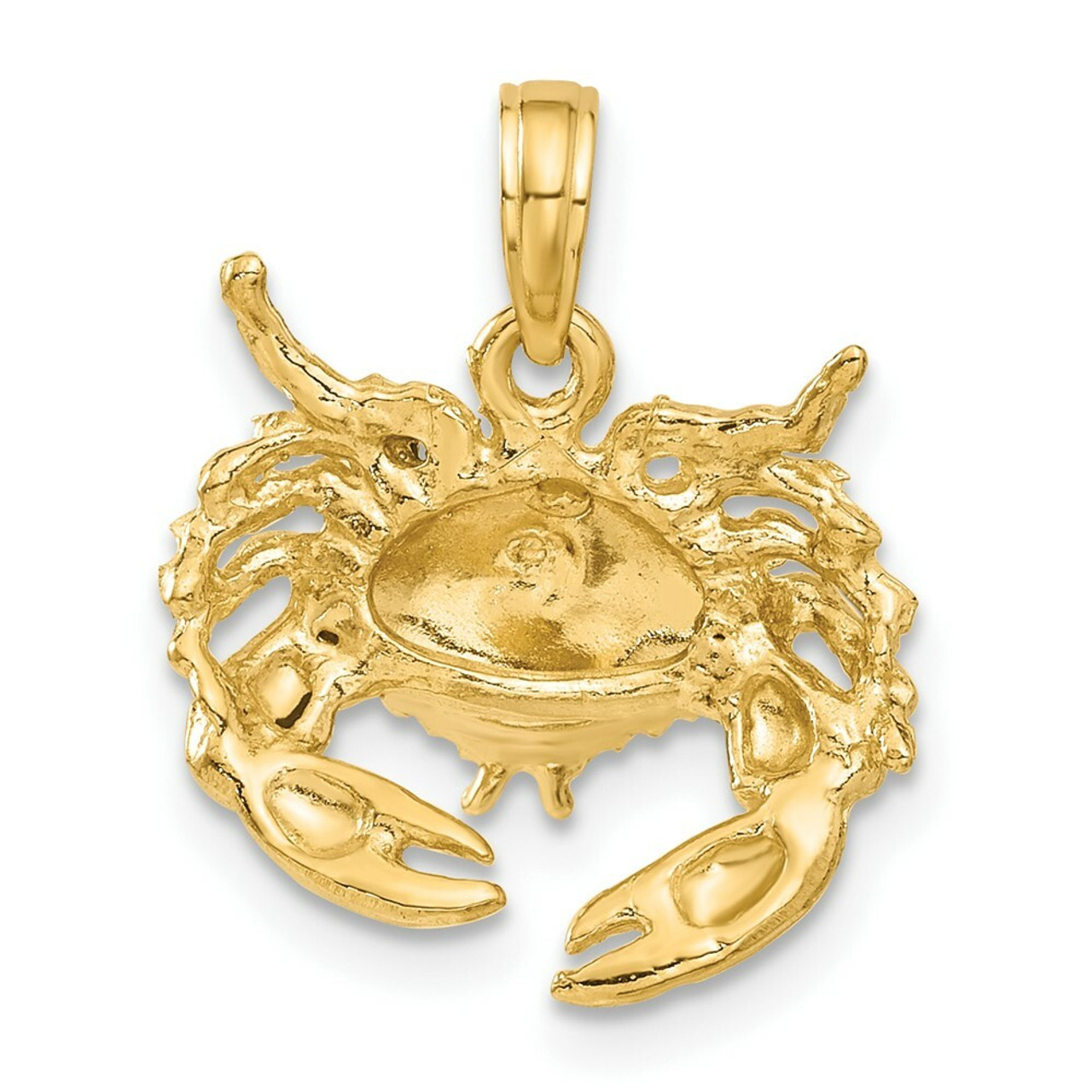 14K Yellow Gold Polished Open-Backed Crab Pendant - (A83-527)
