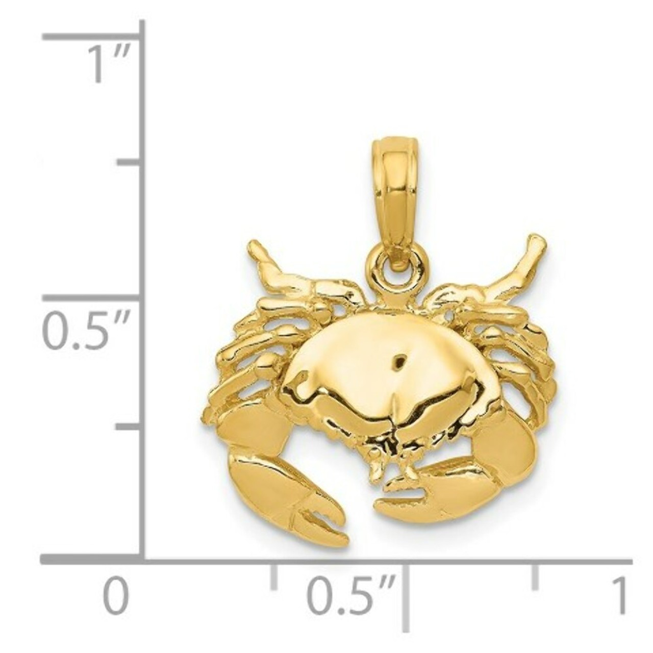 14K Yellow Gold Polished Open-Backed Crab Pendant - (A83-527)