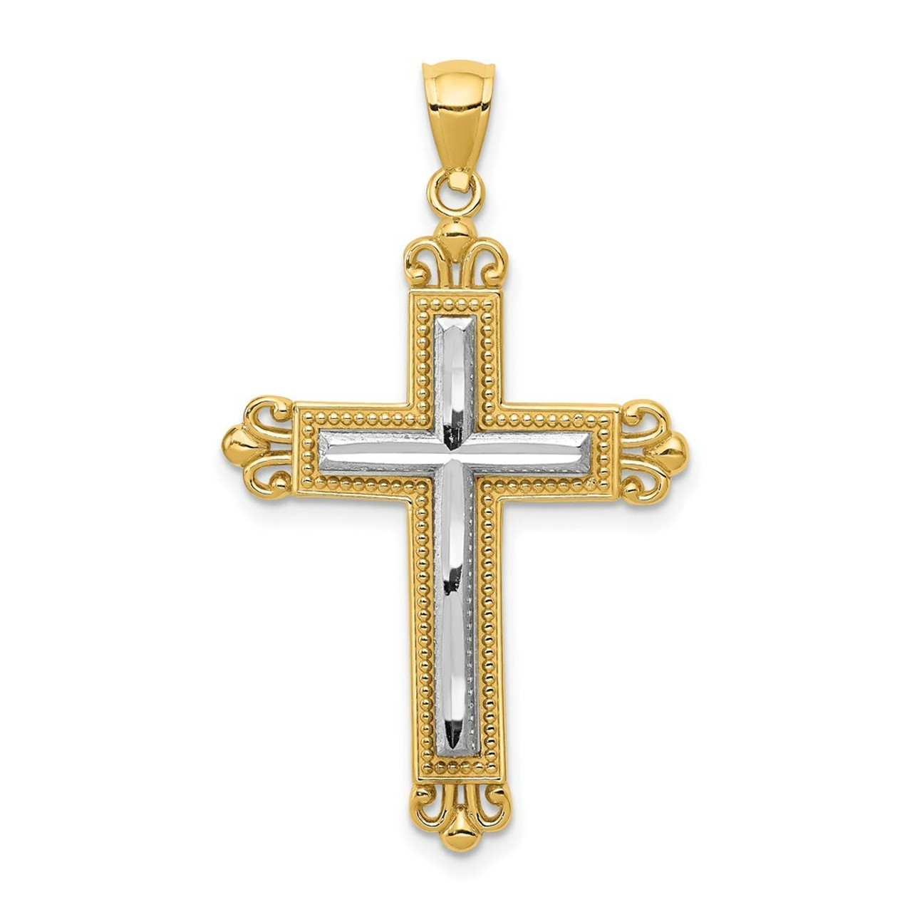 14 kt Two-Tone Cross Pendant/Necklace