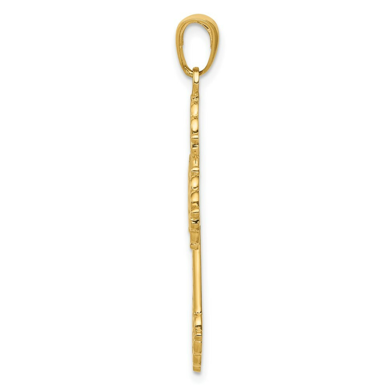 14K Yellow Gold Lacey Budded Cross Pendant - (A83-808)