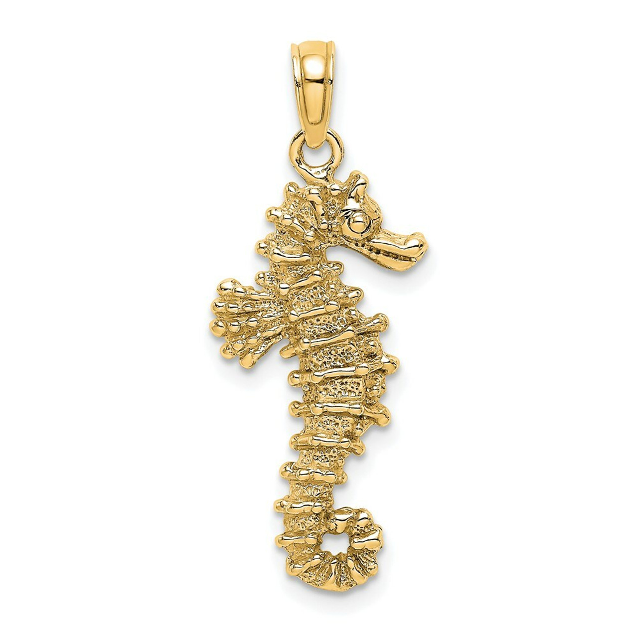 14K Yellow Gold Seahorse Pendant - (A85-396)