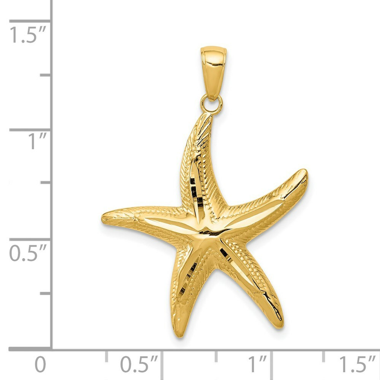 14K Yellow Gold Diamond-cut Starfish Pendant - (A85-412)
