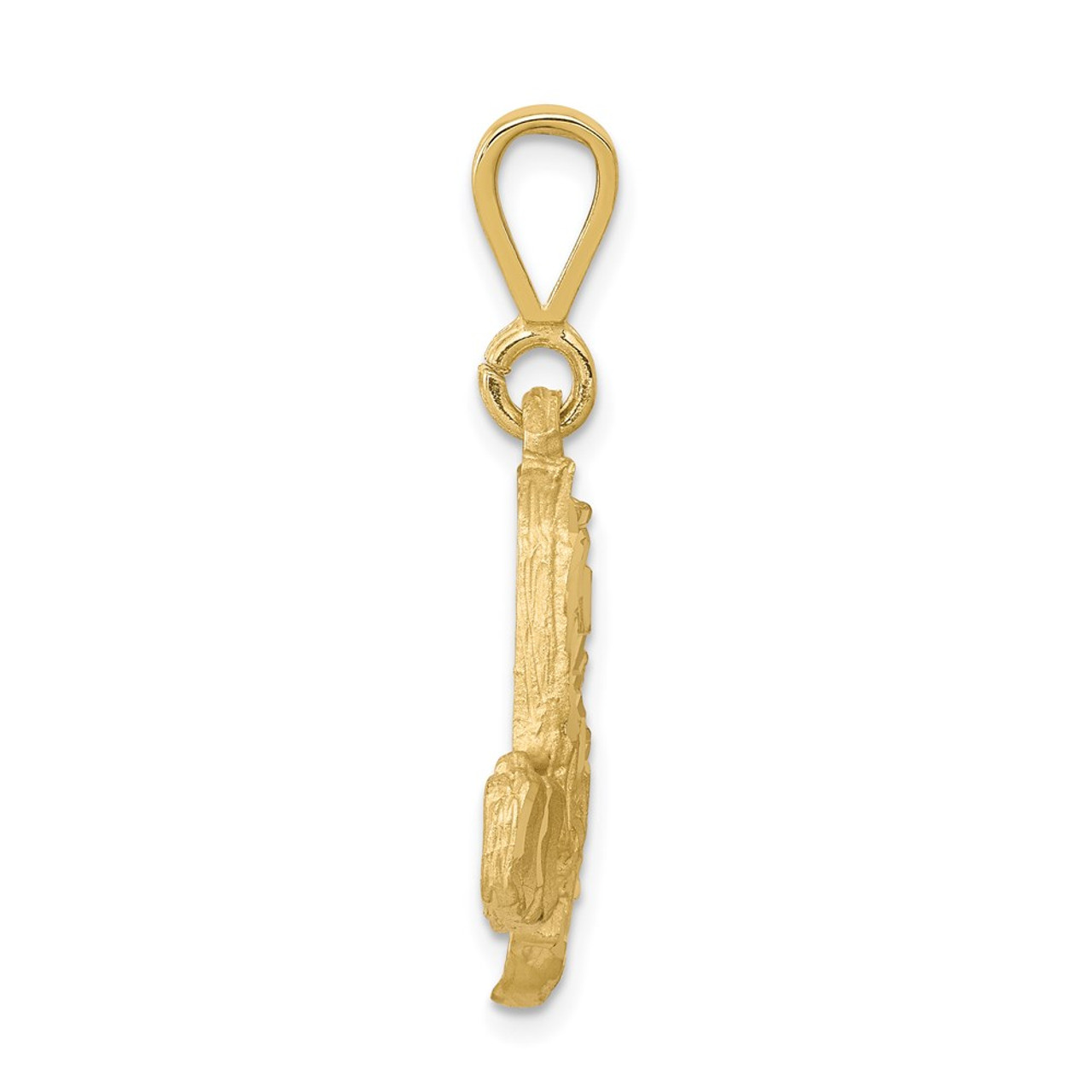 10K Yellow Gold Solid Diamond-cut Semi Truck Charm - (A86-648)