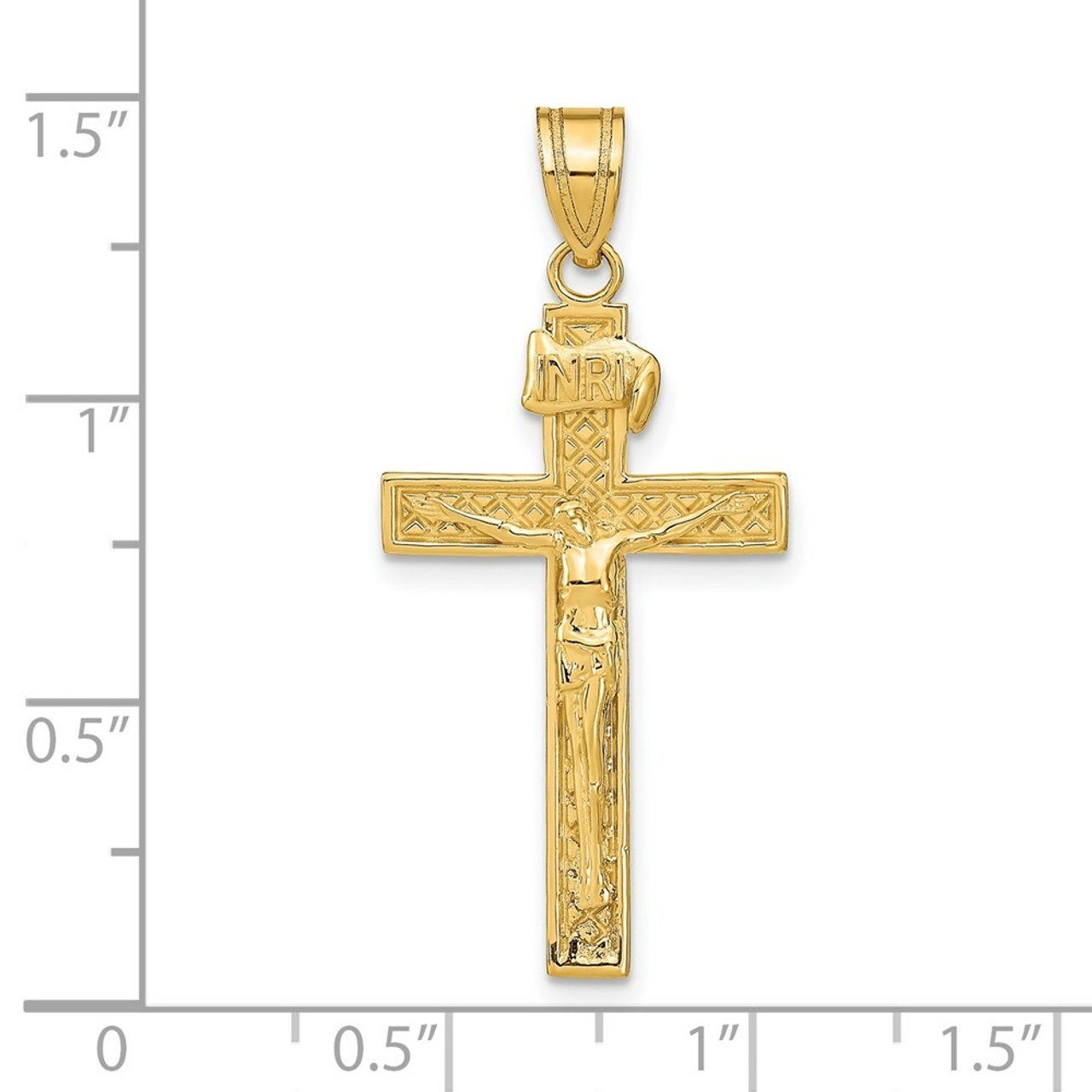 14K Yellow Gold INRI Crucifix Pendant - (A86-740)