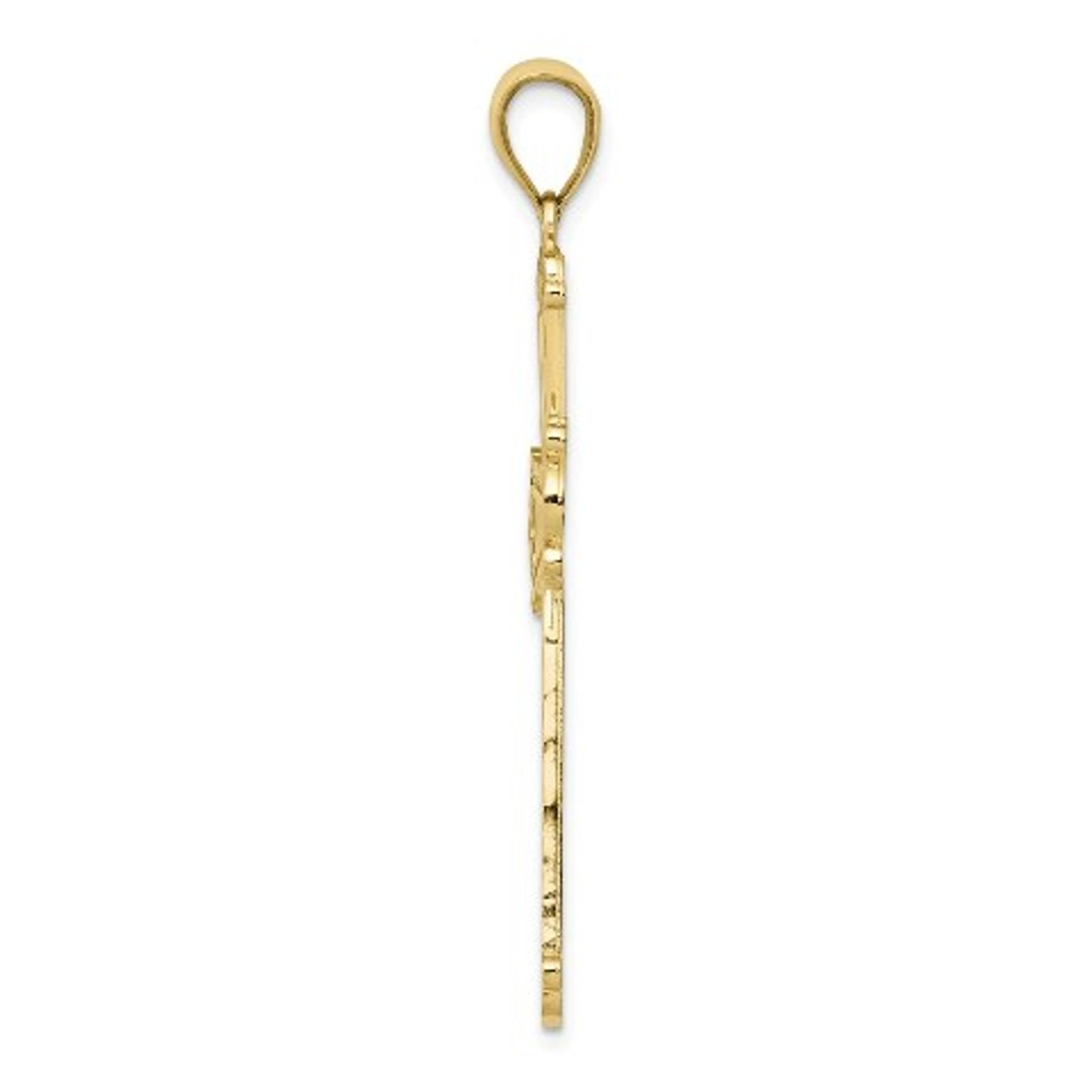 10K Yellow Gold Diamond-cut Cross Pendant - (A88-312)