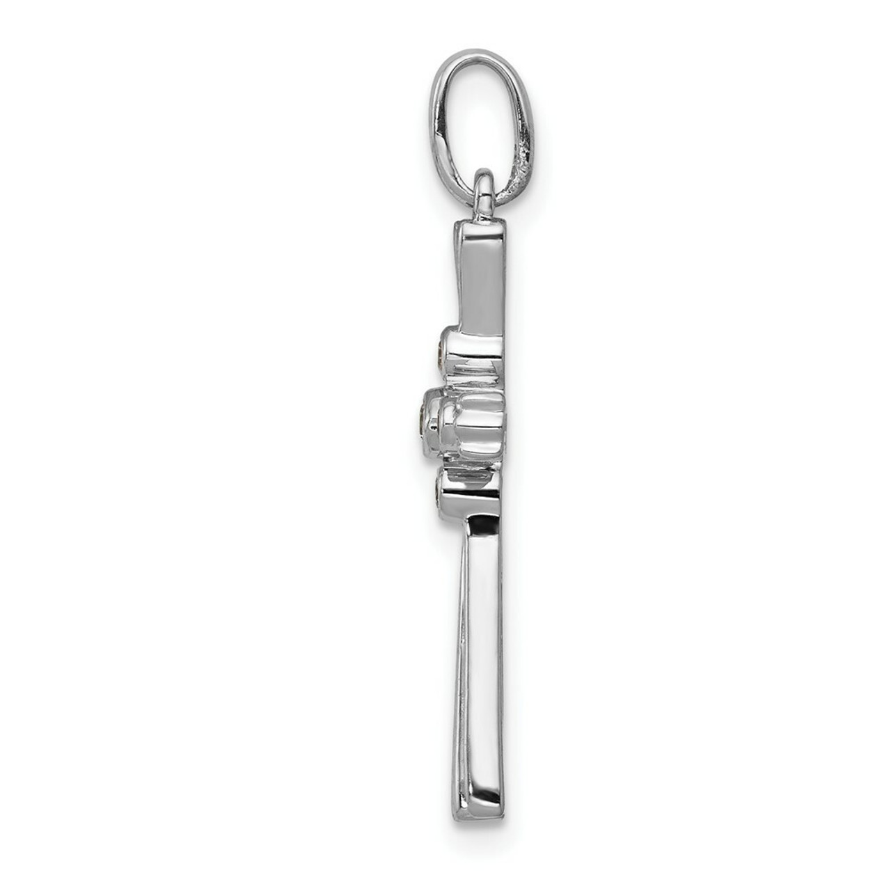 14K White Gold Diamond Cross Pendant 1/15-Carat - (A97-291)