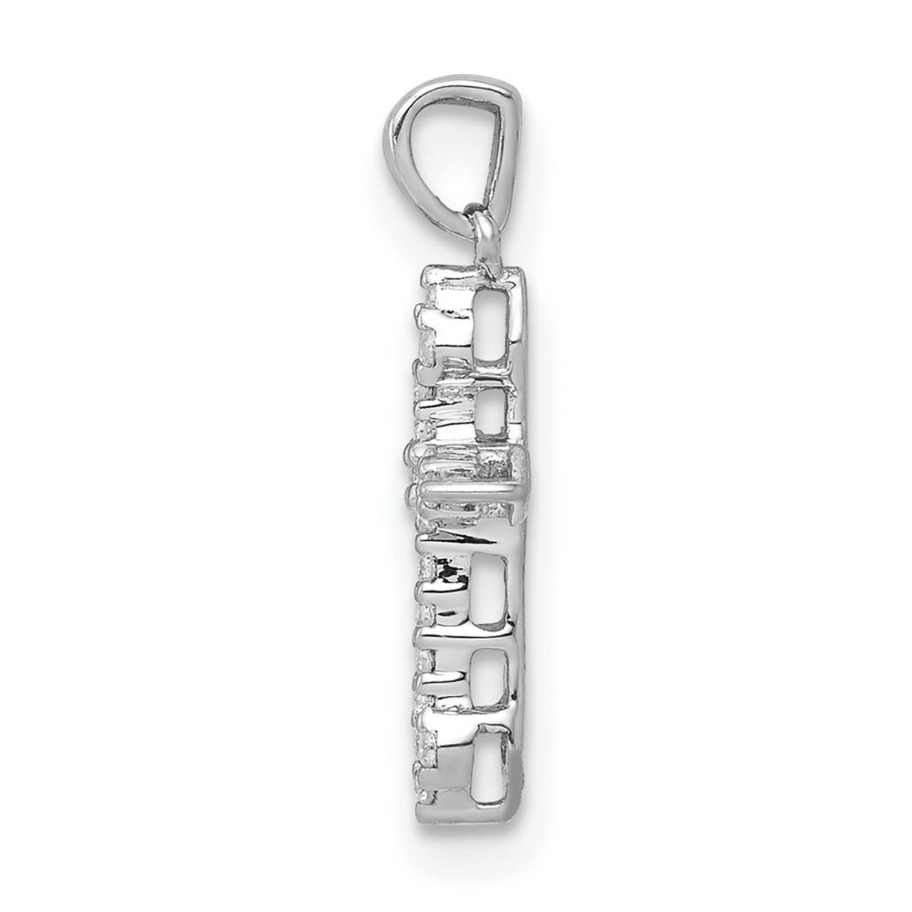 14K White Gold Diamond Cross Pendant 1/12-Carat - (A97-315)
