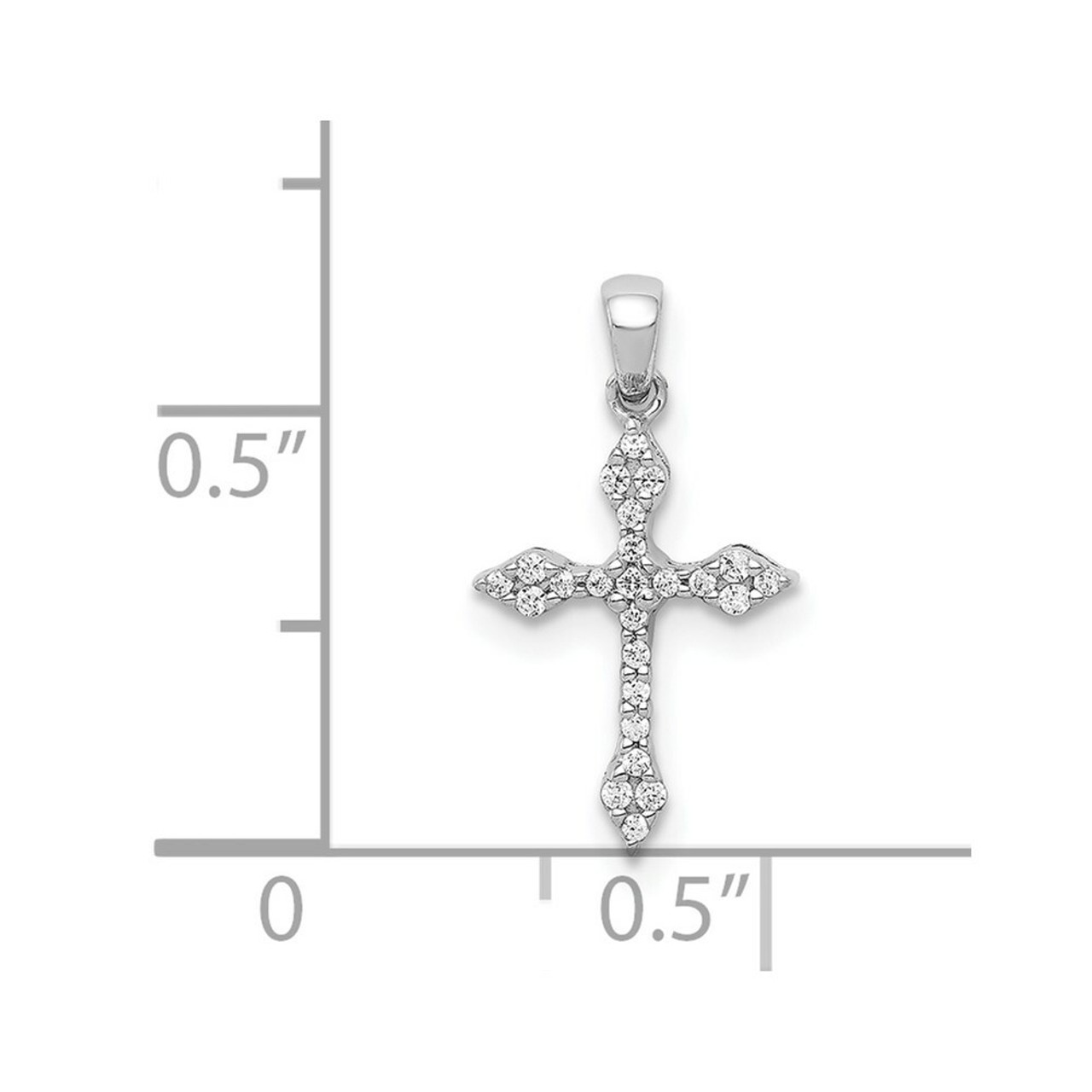 14K White Gold Diamond Cross Pendant 1/12-Carat - (A97-315)