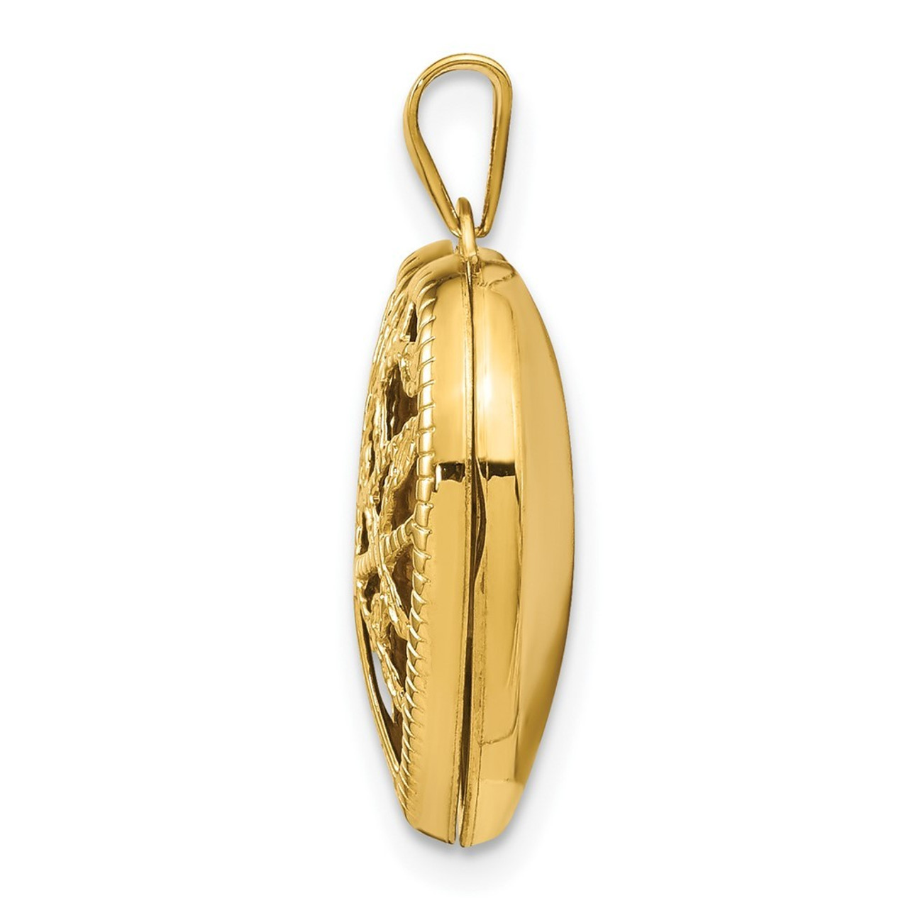 14K Yellow Gold 18mm Heart with Tree Locket - (A99-198)