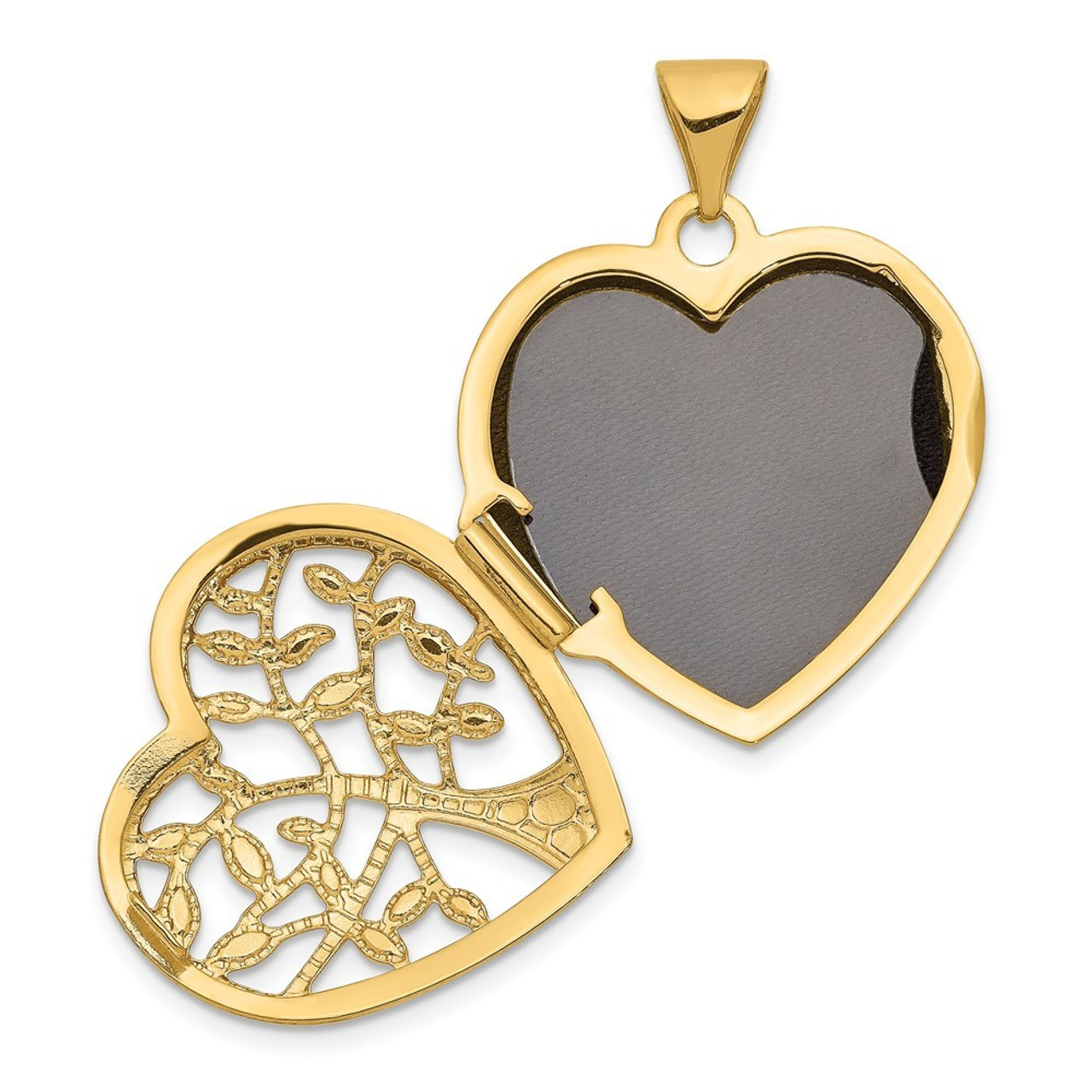14K Yellow Gold 18mm Heart with Tree Locket - (A99-198)