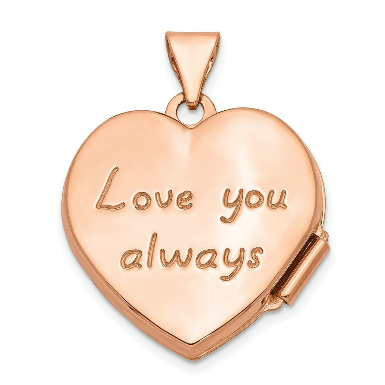 14K Rose Gold 18mm Scrolled Love You always Heart Locket - (A99-230)