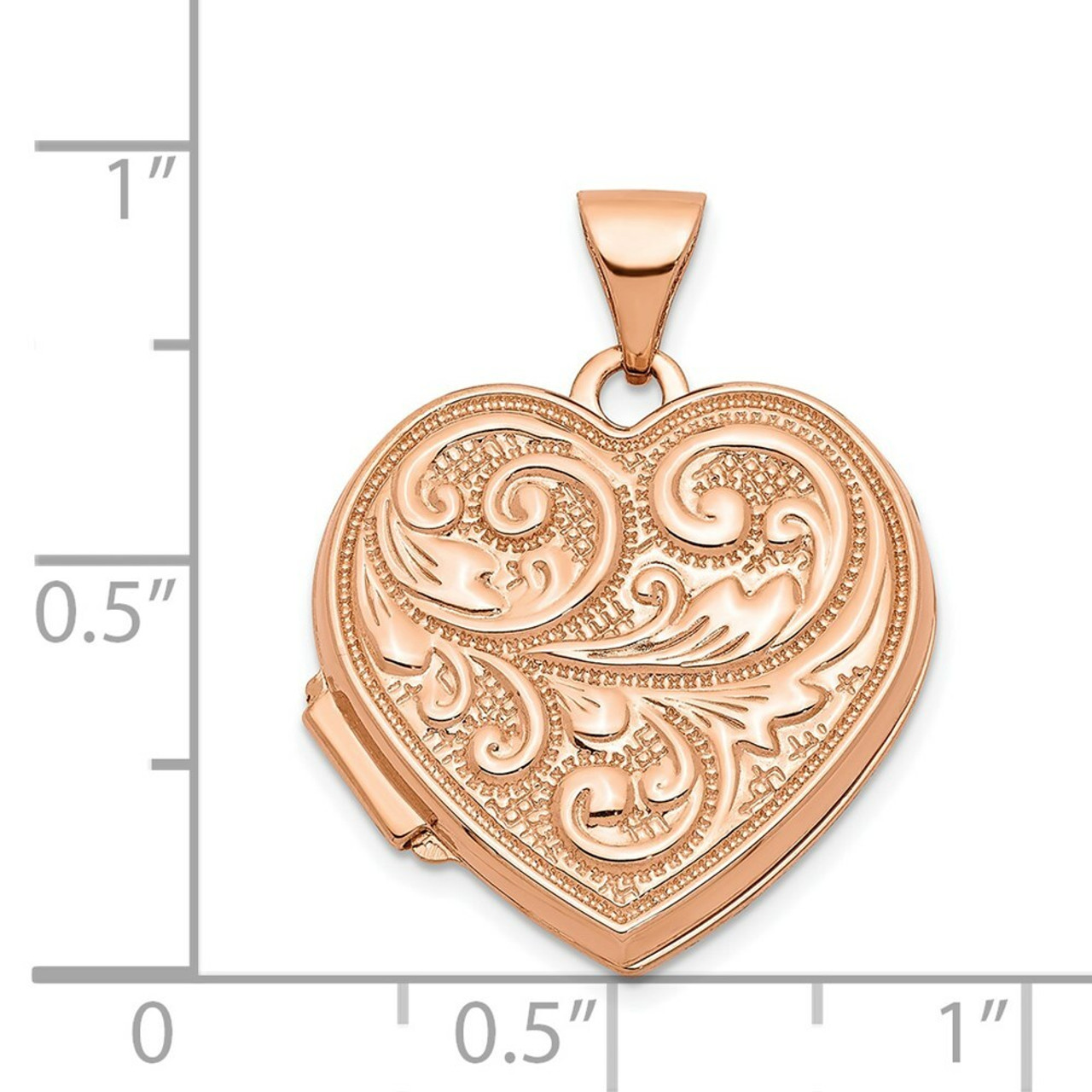 14K Rose Gold 18mm Scrolled Love You always Heart Locket - (A99-230)