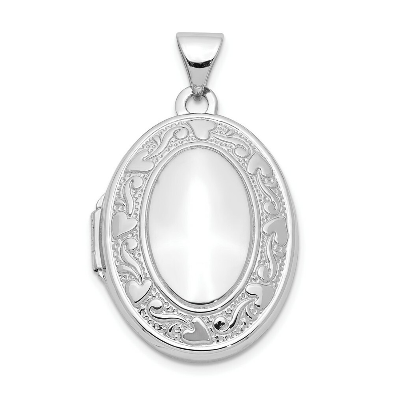 14K White Gold Oval Locket 30x21mm - (A99-341)
