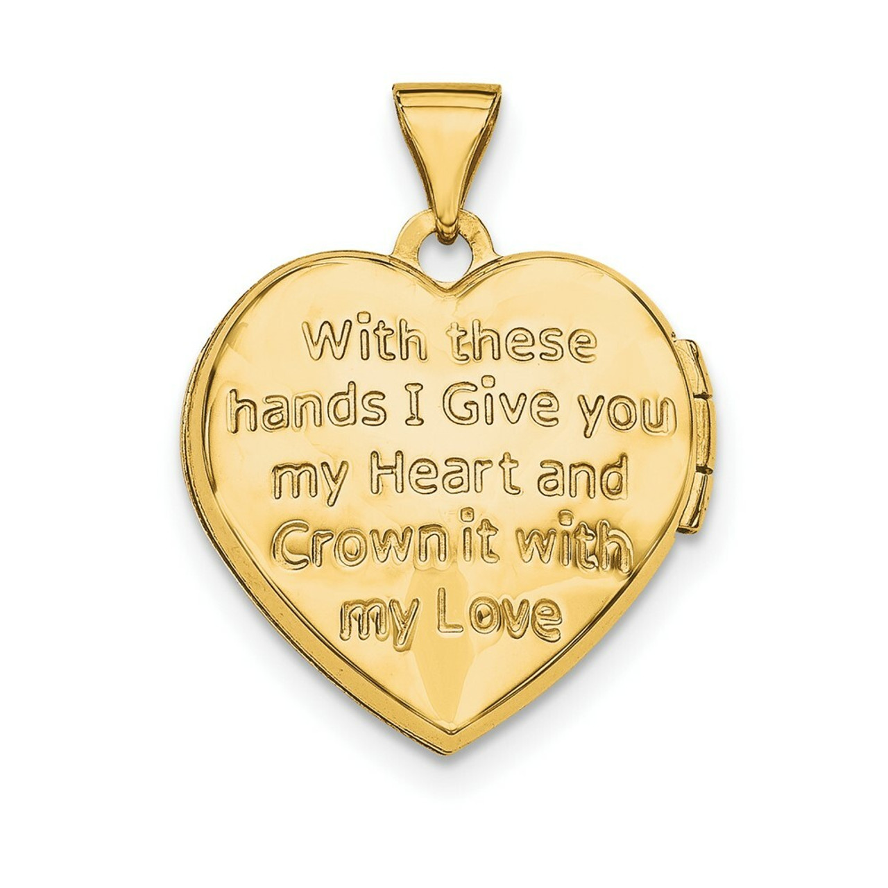 14K Yellow Gold Diamond Claddagh Heart Locket 20x15mm - (A99-553)