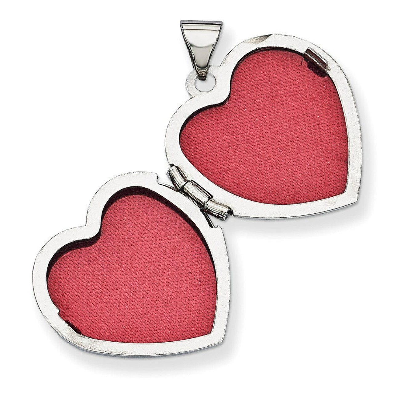 14K White Gold Polished Diamond Heart-Shaped Claddagh Locket 21x15mm - (A99-588)