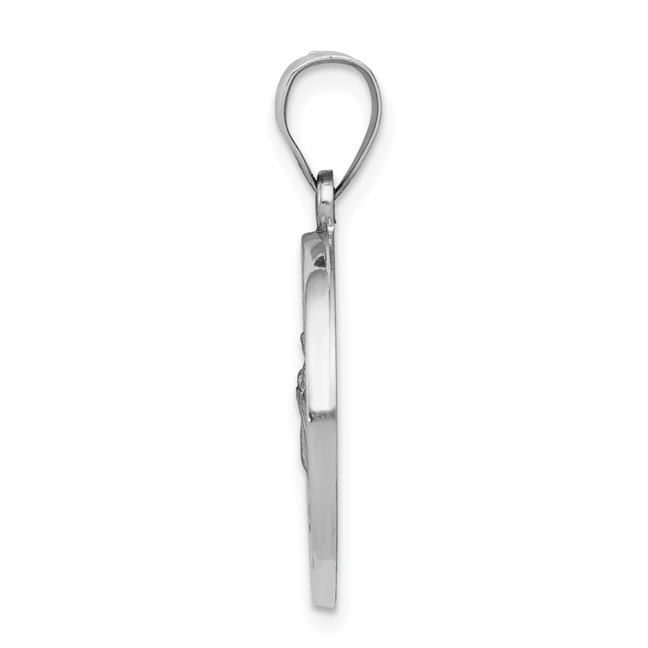 14K White Gold Polished and Satin Our Lady of Guadalupe Medal Pendant 18mm width - (A99-981)