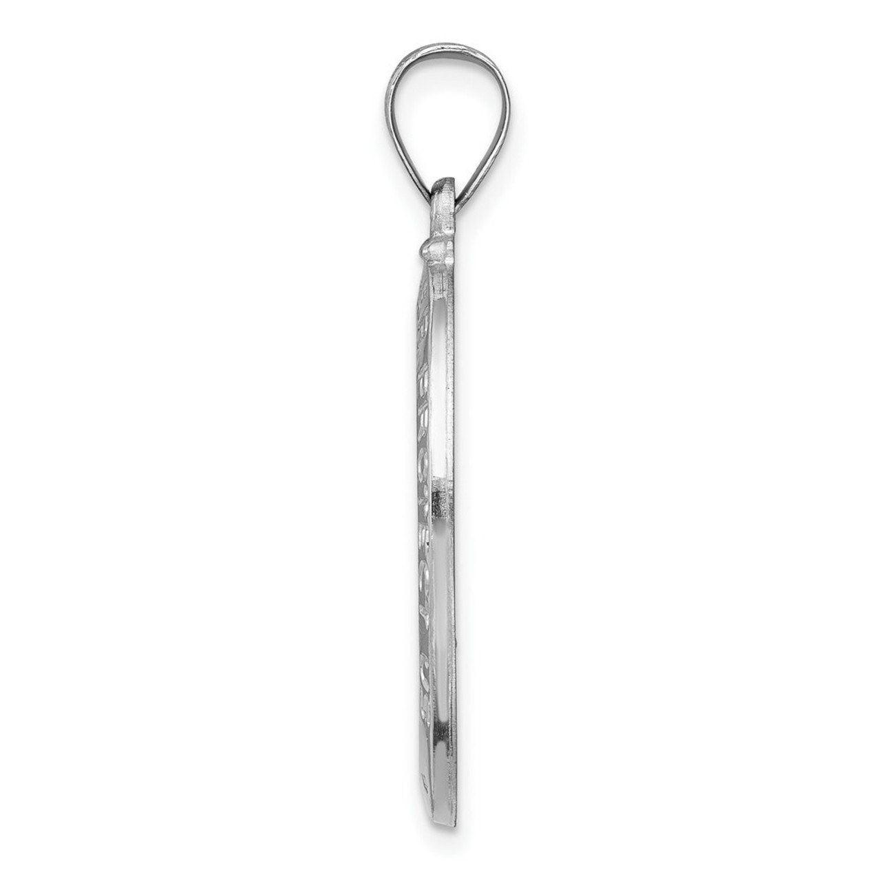 14K White Gold Polished and Satin Saint Christopher Medal Pendant 16mm width - (B11-133)