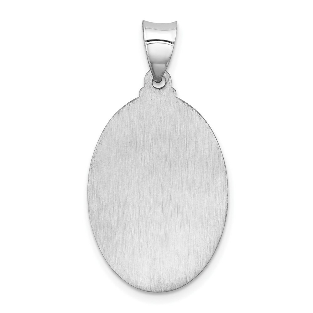 14K White Gold Polished and Satin Saint Christopher Medal Pendant 16mm width - (B11-133)