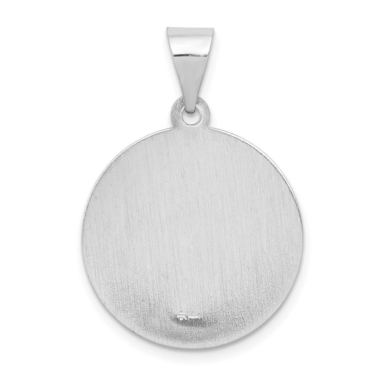 14K White Gold Polished and Satin St. Matthew Pendant 19mm width - (B11-168)