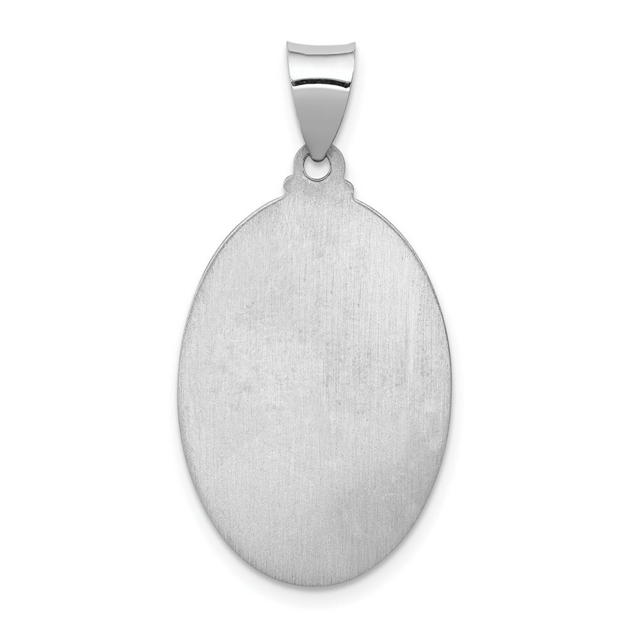 14K White Gold Polished and Satin St. Anthony Medal Pendant 15mm width - (B11-169)